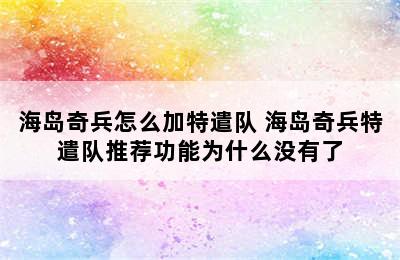 海岛奇兵怎么加特遣队 海岛奇兵特遣队推荐功能为什么没有了